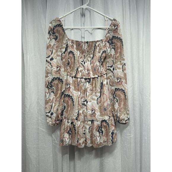 Aritzia wilfred women Sm tempest smocked babydoll mini dress Artsey Floral boho - Picture 1 of 9